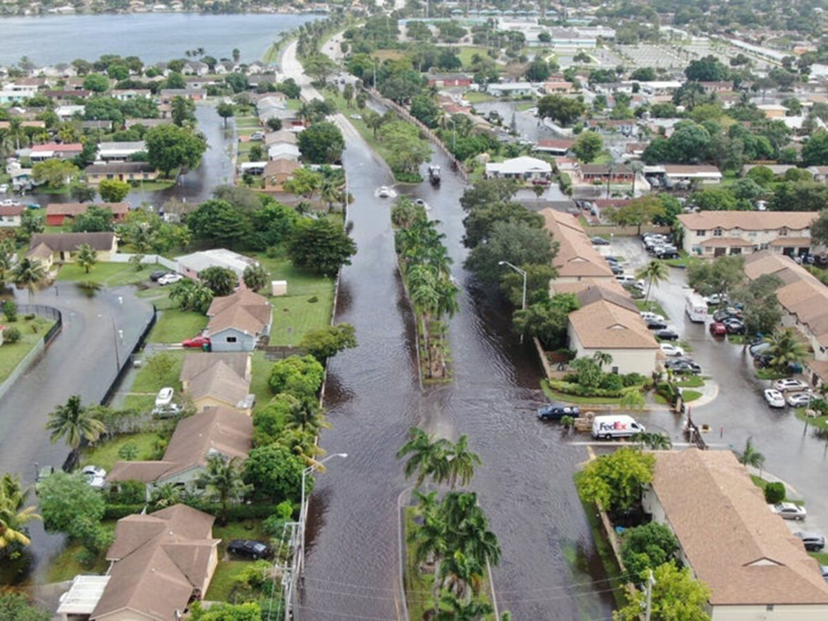 Flooded suburban streets
